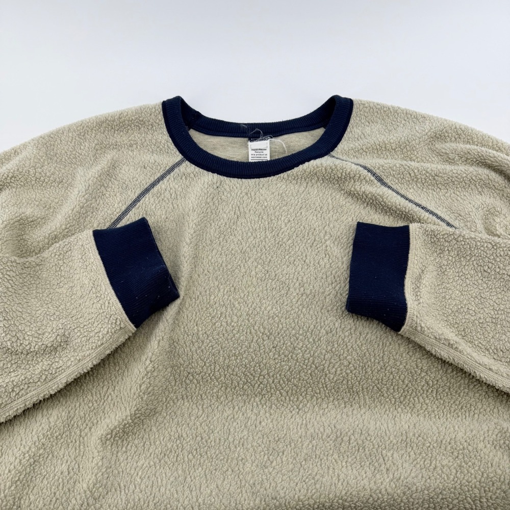 Patagonia Reversible Shearling Crewneck Sweatshirt Oat Oatmeal Navy Blue XL Men